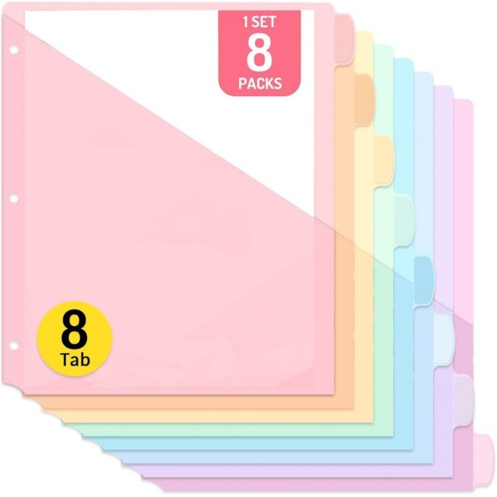 8 pcs A4 Pastel Binder Divider - Tab Divider A4 评论和价格
